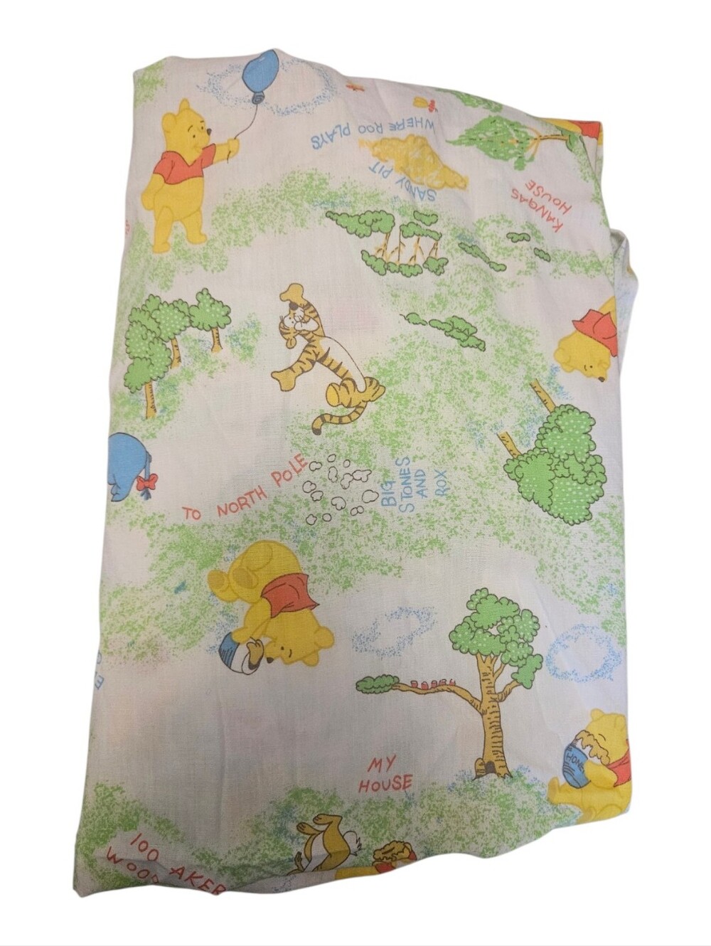Vintage Sears Winnie the Pooh Fitted Crib Sheet Perma Prest Hundred Acre Wood